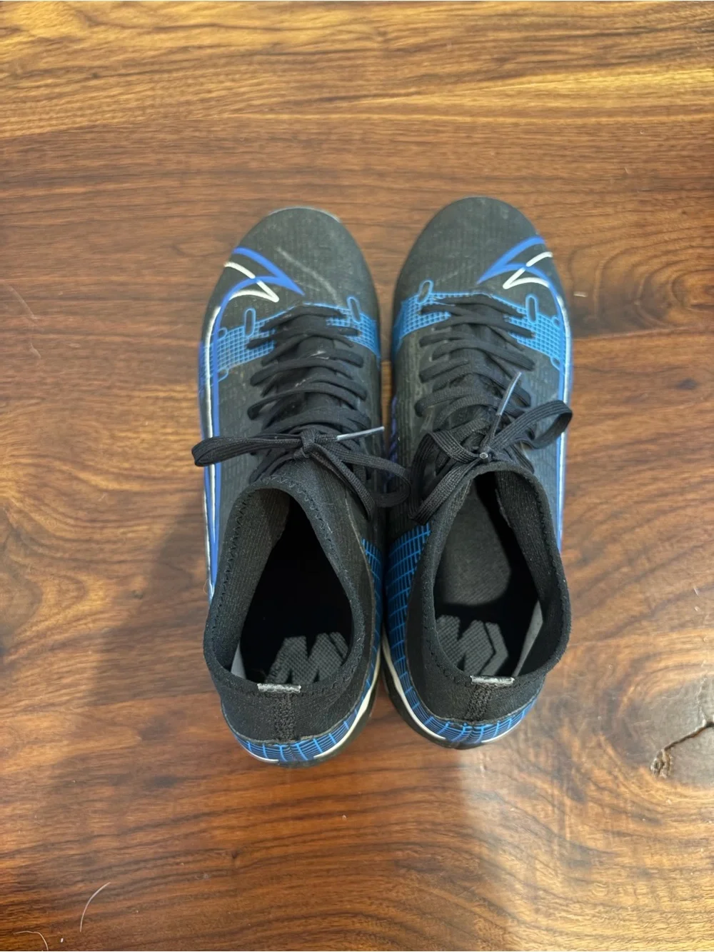 Nike Black and Blue Mercury Kids Soccer Cleats
